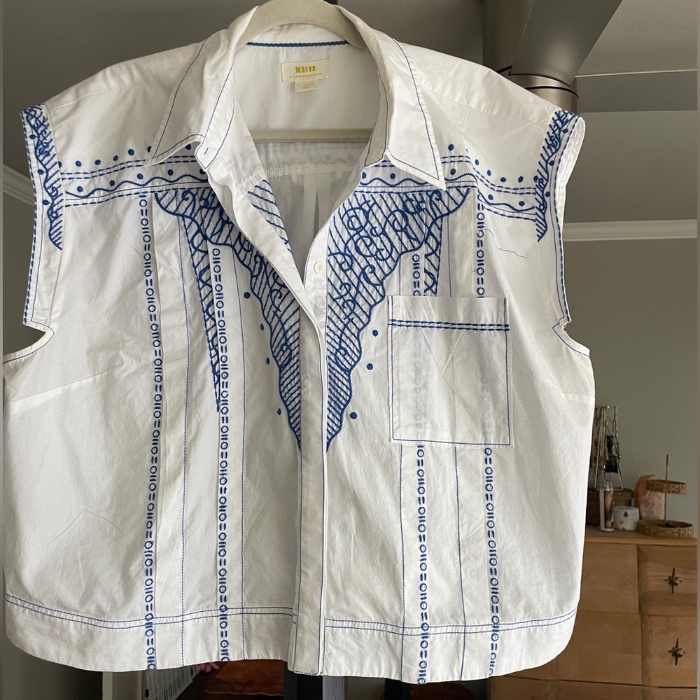 Maeve White Button-Up Shirt (Anthropologie)